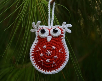 Patrón de búho de crochet, descarga instantánea, búho colorido, adorno navideño, búho feliz, patrón en PDF