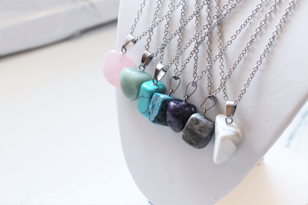 Collier En Argent 925 Avec Pierre De Tourmaline Naturelle (bleue, Rose, Verte, Jaune) - Rose-Mimosa, Neuf