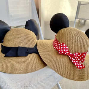 Minnie Ears Floppy Straw Beach Hat 