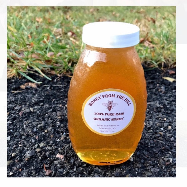 8 oz. Jar of Organic Wildflower Honey- Pure Raw Honey, Natural Honey, Jar of Honey, Raw Honey, Clover Honey, Wildflower Honey