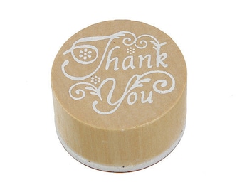 Wood and "Thank You" rubber stamp