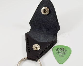 Leather Guitar Pick Holder Keychain | Handmade Musician Accessory