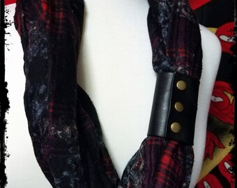 Manchette simple faite main d’écharpe en cuir, ceinture d’écharpe, porte-écharpe en cuir