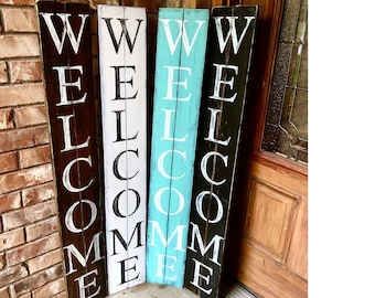 WELCOME SIGN, wood welcome sign, rustic welcome sign, front door sign, entryway decor, welcome porch sign, doorway sign, farmhouse welcome