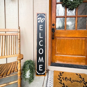 Welcome sign, vertical welcome sign, front porch sign, porch decor, wooden welcome sign zdjęcie 1
