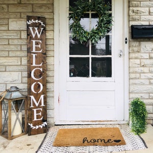 WELCOME SIGN, wreath sign, welcome sign for front door, rustic welcome sign, outdoor welcome sign, vertical welcome sign, wood welcome sign Bild 9