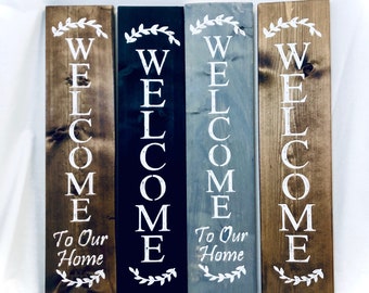 Farmhouse WELCOME SIGN, wreath sign, welcome sign for front door, 2 foot tall, outdoor welcome sign, vertical welcome sign