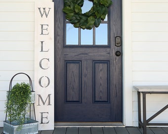 WELCOME SIGN, White, rustic Wood welcome sign, welcome sign front porch, vertical welcome sign, welcome sign porch