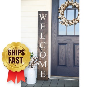 WELCOME SIGN, welcome sign for front porch, vertical welcome sign, address decal, wood welcome sign, free shipping, welcome sign for door image 7