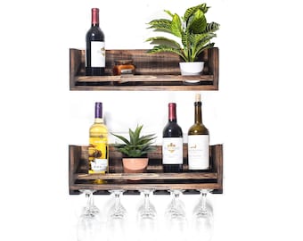 Crate Barrel Shesham Wooden Wall Mounted Shelf Wine Rack for Small Spaces Danish Scandinavian Modern MCM Style Wine Bar Storage Etsy