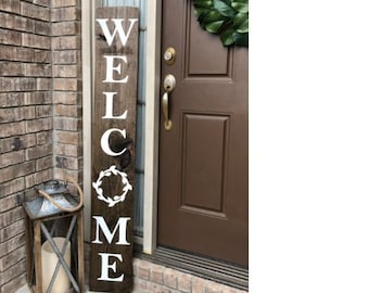 WELCOME SIGN, welcome sign for front porch, vertical welcome sign, wreath, welcome, front door decor, front porch, hospitality, large sign