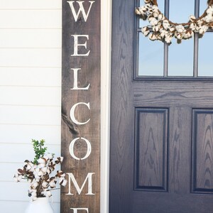 WELCOME SIGN, welcome sign for front porch, vertical welcome sign, address decal, wood welcome sign, free shipping, welcome sign for door image 2