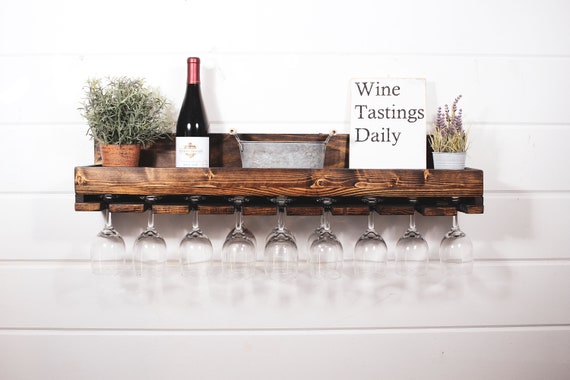 Wine Rack, Wall Mount Wine Rack, Wine Bottle Holder, Wine Glass Holder –  Fine Wine Caddy