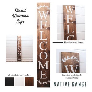 WELCOME SIGN, wreath sign, welcome sign for front door, rustic welcome sign, outdoor welcome sign, vertical welcome sign, wood welcome sign immagine 5