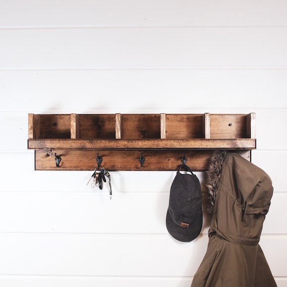  Coat Hooks with Shelf Wall-Mounted, Entryway Shelf