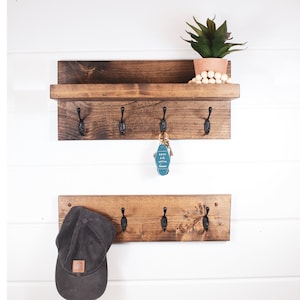 Key and Coat Rack with Shelf, floating shelf, Shelf, organizer, Entryway Organizer, mud room, Wall Mounted Coat Rack, Leash Holder,