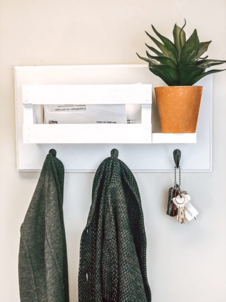 Entryway Organizer Mail Organizer Mail Holder Wall Hooks Etsy