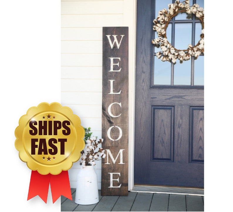 WELCOME SIGN, welcome sign for front porch, vertical welcome sign, address decal, wood welcome sign, free shipping, welcome sign for door image 7