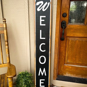 Welcome sign, vertical welcome sign, front porch sign, porch decor, wooden welcome sign zdjęcie 5