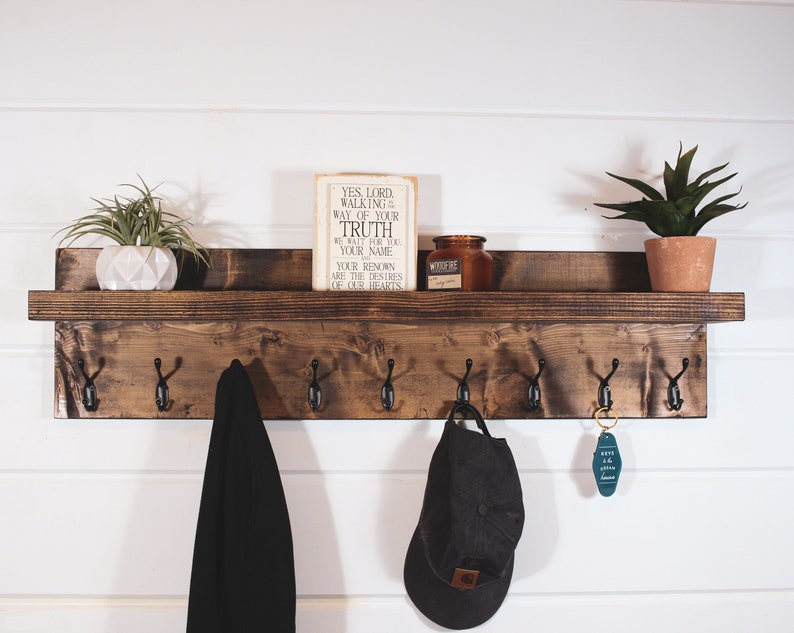 Coat rack with shelf and hooks
