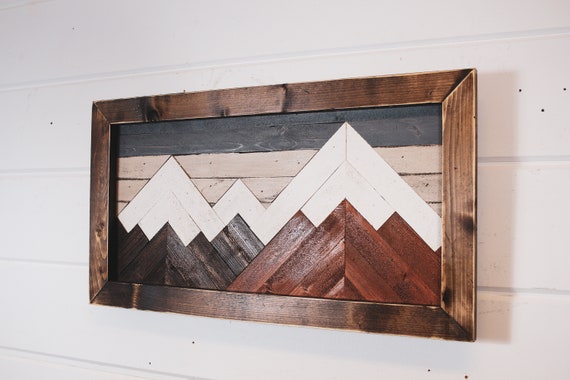 Mountain Nursery Art Geometric Mountains Mountain Wall Art Cabin Sign with Mountains Wooden Mountains Mountain Wall Hanging