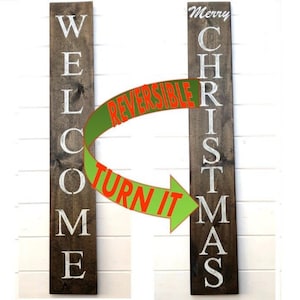 Christmas welcome sign, reversible sign, christmas sign, christmas decor