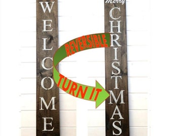 Panneau de bienvenue de Noël, panneau réversible, panneau de Noël, décoration de Noël