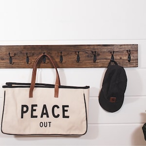 Wall Mounted Wooden Coat Rack with Shelf, Entryway Organizer image 7