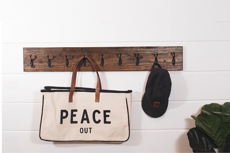 Wall Mounted Wooden Coat Rack with Shelf, Entryway Organizer image 7