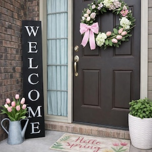 PANNEAU DE BIENVENUE, panneau de bienvenue en bois RUSTIQUE, panneau de bienvenue de la porte d'entrée, panneau de bienvenue vertical, porche de panneau de bienvenue, grand panneau de bienvenue, décoration d'intérieur,