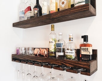 Liquor shelf, bar shelf, bar shelves, liquor cabinet, whiskey shelf, bourbon shelf, man cave, bar decor