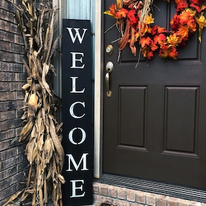 WELCOME SIGN, RUSTIC Wood welcome sign, front door welcome sign, vertical welcome sign, welcome sign porch, large welcome sign, home decor, image 2