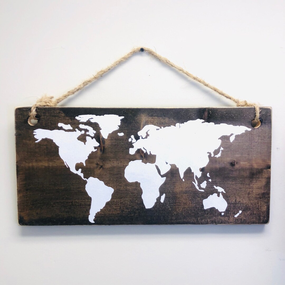World Map Wall Art, World Map, Wood Map, Rustic Map, Nautical Map ...