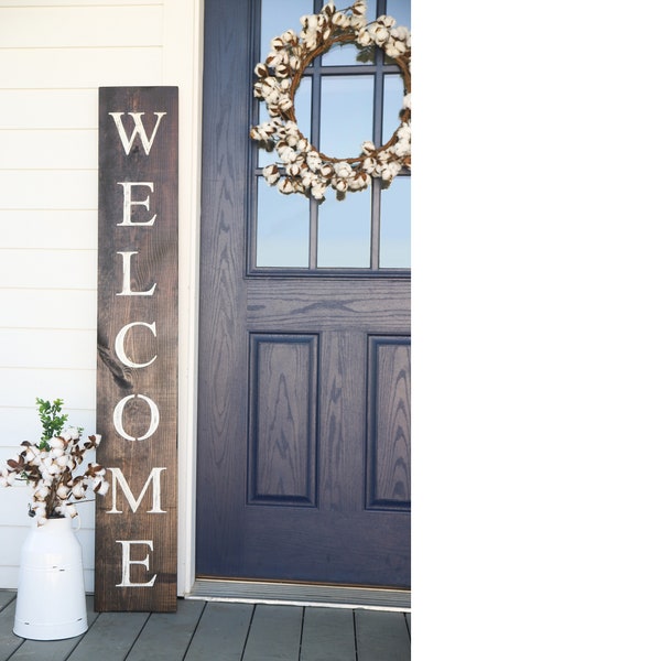 WELCOME SIGN, welcome sign for front door, rustic welcome sign, outdoor welcome sign, vertical welcome sign, wood welcome sign, wood sign