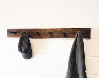 Coat rack, hat rack, peg rail, shaker style coat rack, minimalist, wall mounted rack, key hooks, leash holder, peg rack