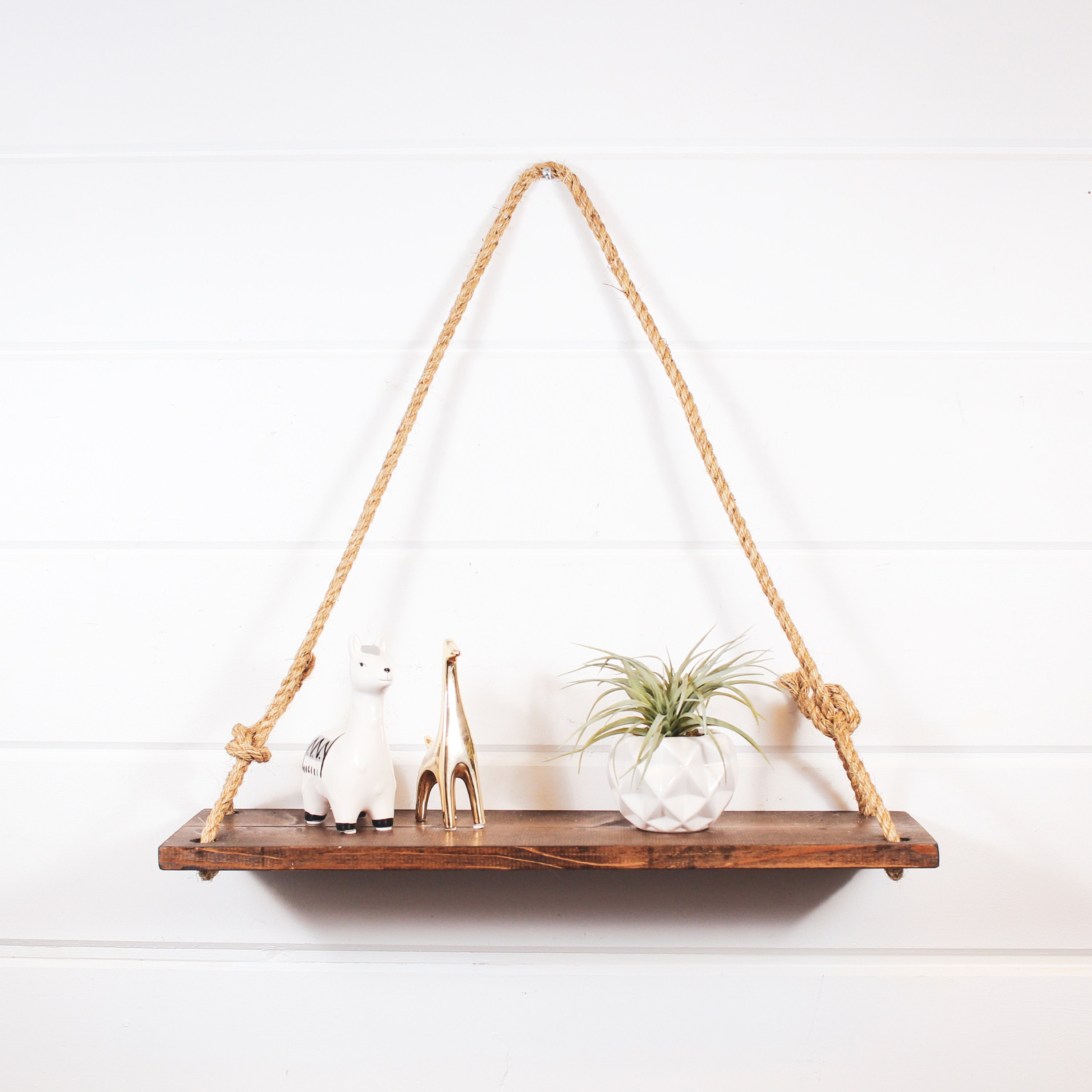 Rustic Rope Shelf, Entry Wall Shelf, Bathroom Storage, Coffee Rack