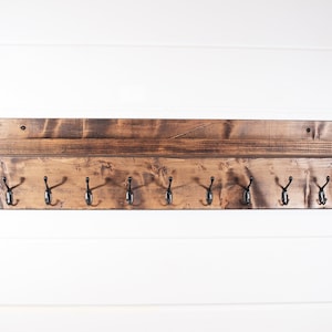 Wall Mounted Wooden Coat Rack with Shelf, Entryway Organizer image 9
