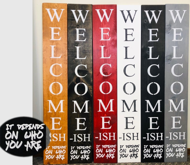 Cartello Stradale Decorativo Welcome-Ish 40x10 Cm In Latta Vintage Per Parete