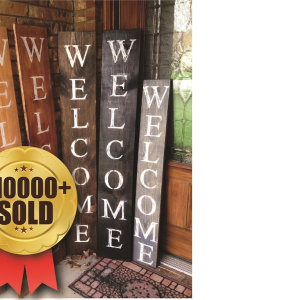 WELCOME SIGN, welcome sign for front door, wood welcome sign, RUSTIC welcome sign, porch welcome sign, vertical welcome