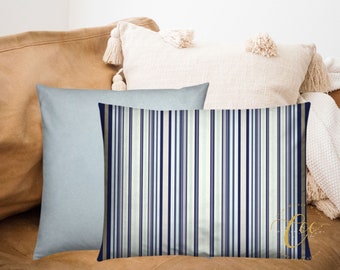 Lumbar Pillow / Cushion & Insert - Blue Multi Stripe Cushion Pillow / 20"x14" / 22"x16"/Home Décor/Handmade in UK/Spring - Summer Decor