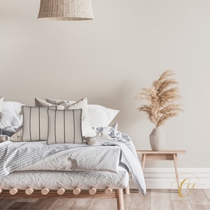 Cushion Cover (no pad) Cotton Linen Natural Beige Black Stripe Cushion with Piping,Printed Both Sides,Minimalist Accent Throw Pillow Cushion