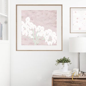 White Pink Orchid Abstract Flower Floral  Art Poster Print by CalmCozyChic