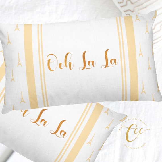 Ooh La La Paris Pink Peach Bronze White Pillow Cushion Cover Etsy