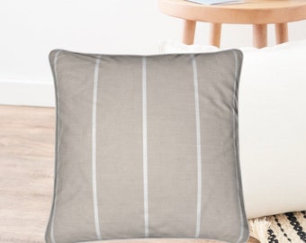 1294. ハンドメイド - ベージュストライプ フレンチヘビーリネン風