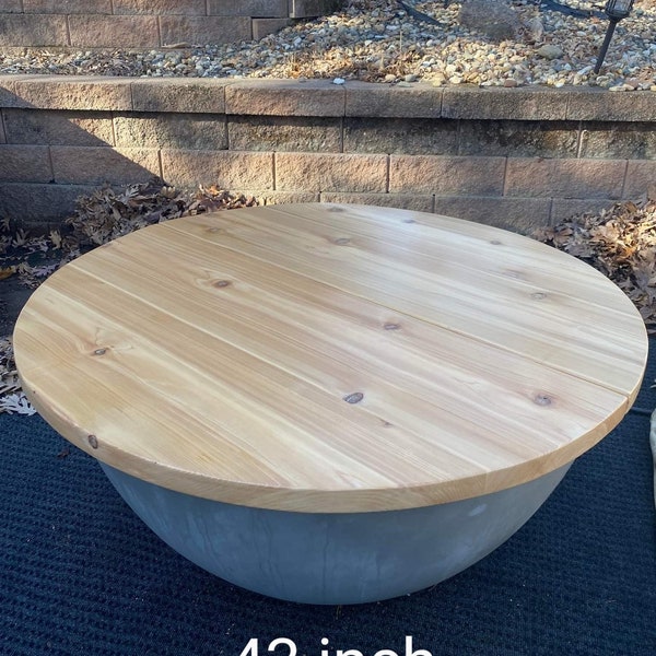 Foldable fire pit cover, coffee table top lid, easy storage. Cedar wood.
