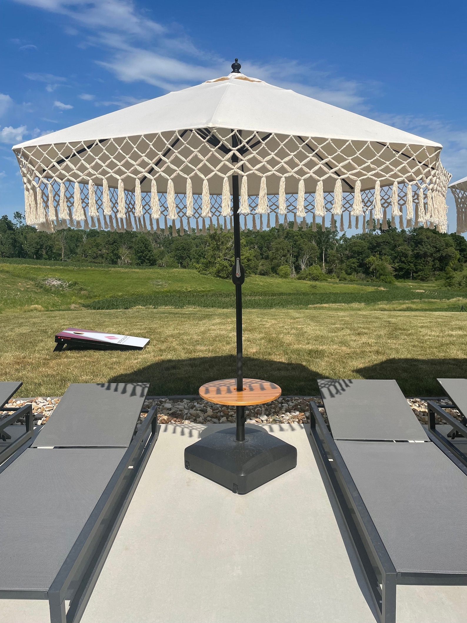 Umbrella Pole Table Tray, Patio Pool Drink Shelf Stand. Adjustable