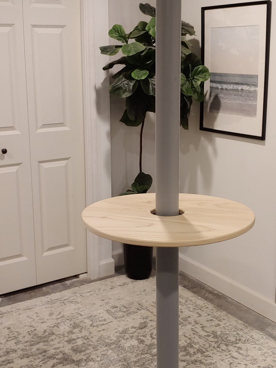 Basement Bar Pole Table Tray Drink Shelf Wrap Adjustable Basement Bar Pole Table Tray Drink, Wrap Around Bar Table
