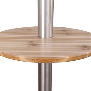 Bell tent pole table, event tent drink shelf. Adjustable, free standing, cedar wood.