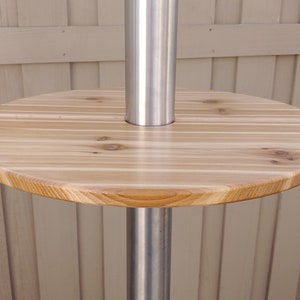 Bell tent pole table, event tent drink shelf. Adjustable, free standing, cedar wood. image 4