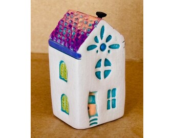 Pottery House collectable ceramic  house little village terrarium garden decor fairy house decoration